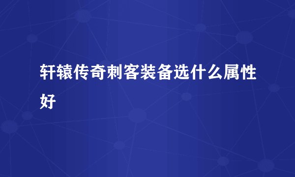 轩辕传奇刺客装备选什么属性好