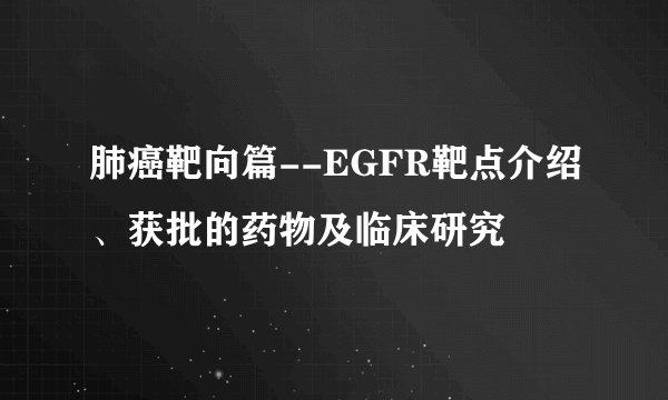 肺癌靶向篇--EGFR靶点介绍、获批的药物及临床研究