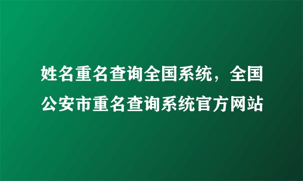 姓名重名查询全国系统，全国公安市重名查询系统官方网站