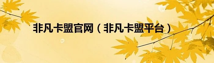 非凡卡盟官网（非凡卡盟平台）