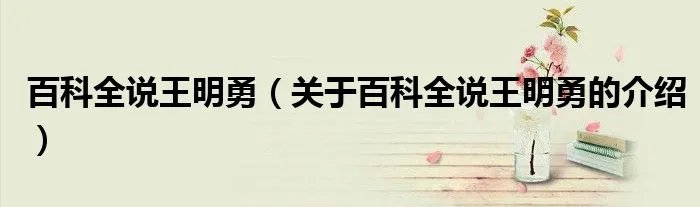 百科全说王明勇（关于百科全说王明勇的介绍）