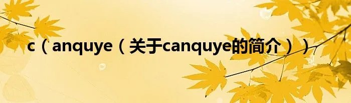 c（anquye（关于canquye的简介））