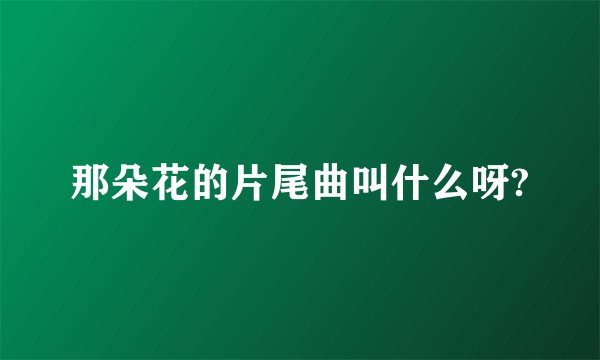 那朵花的片尾曲叫什么呀?