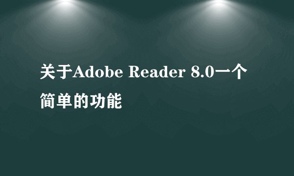 关于Adobe Reader 8.0一个简单的功能