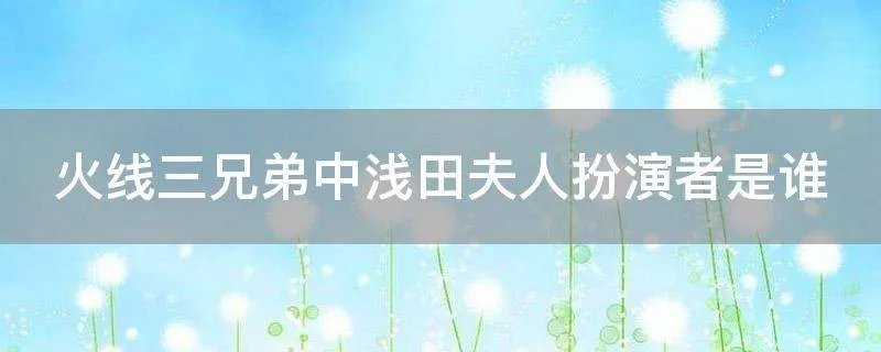 火线三兄弟中浅田夫人扮演者是谁