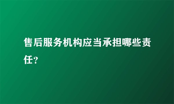 售后服务机构应当承担哪些责任？
