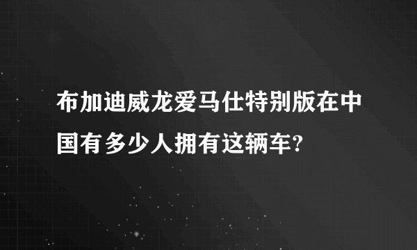 布加迪威龙爱马仕特别版在中国有多少人拥有这辆车?