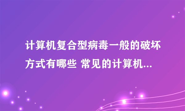 计算机复合型病毒一般的破坏方式有哪些 常见的计算机复合型病毒特点