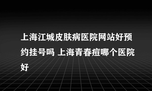 上海江城皮肤病医院网站好预约挂号吗 上海青春痘哪个医院好