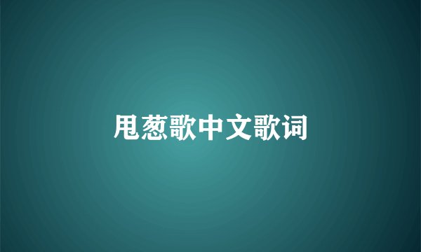 甩葱歌中文歌词