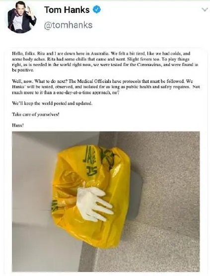 汤姆汉克斯夫妇返回美国 此前曾确诊新冠肺炎