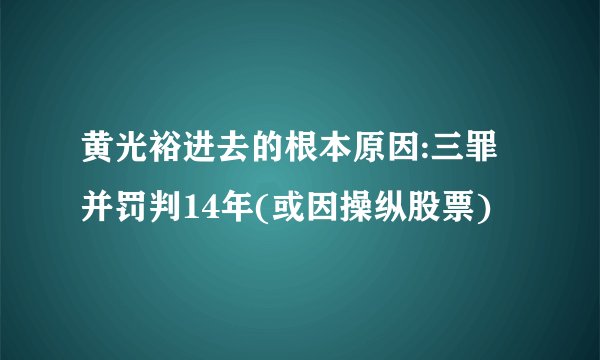 黄光裕进去的根本原因:三罪并罚判14年(或因操纵股票)