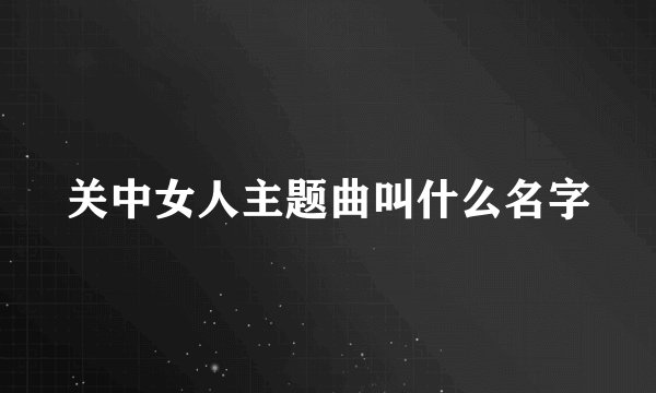 关中女人主题曲叫什么名字