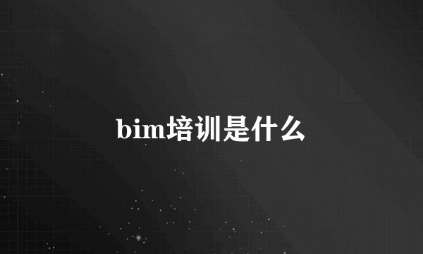 bim培训是什么