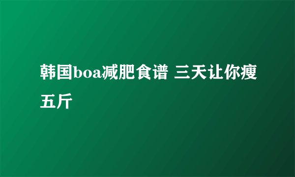 韩国boa减肥食谱 三天让你瘦五斤