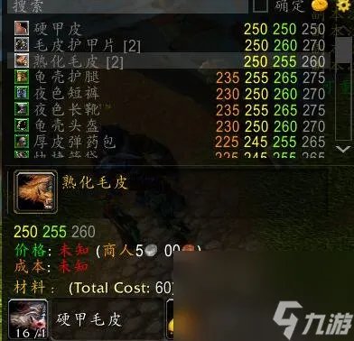 《魔兽世界》tbc制皮1-375最省资料攻略