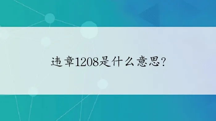 违章1208是什么意思？
