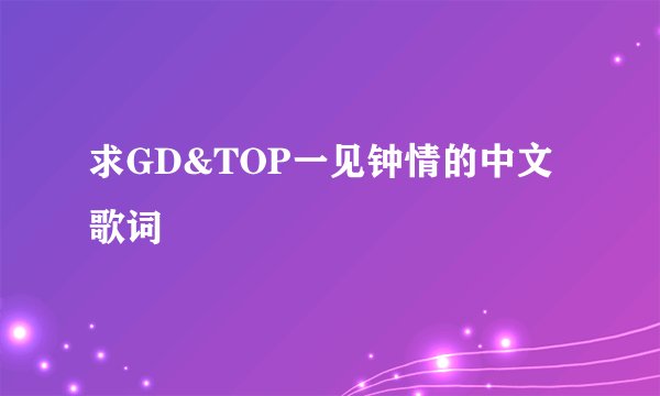 求GD&TOP一见钟情的中文歌词