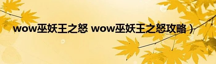 wow巫妖王之怒 wow巫妖王之怒攻略）