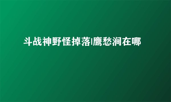 斗战神野怪掉落|鹰愁涧在哪