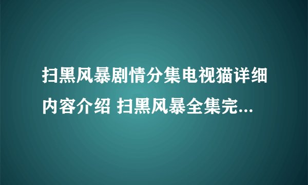 扫黑风暴剧情分集电视猫详细内容介绍 扫黑风暴全集完整版西瓜视频免费在线观看
