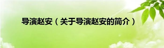 导演赵安(关于导演赵安的简介)