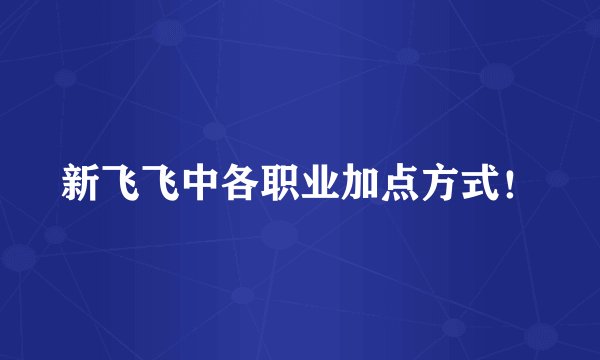 新飞飞中各职业加点方式！