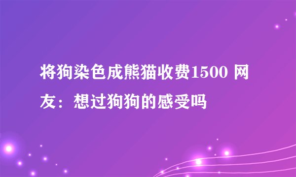 将狗染色成熊猫收费1500 网友：想过狗狗的感受吗