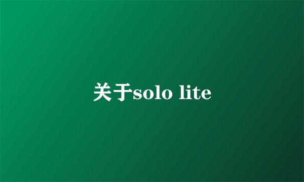 关于solo lite