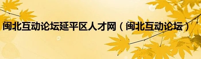 闽北互动论坛延平区人才网（闽北互动论坛）