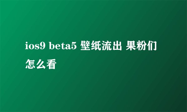 ios9 beta5 壁纸流出 果粉们怎么看