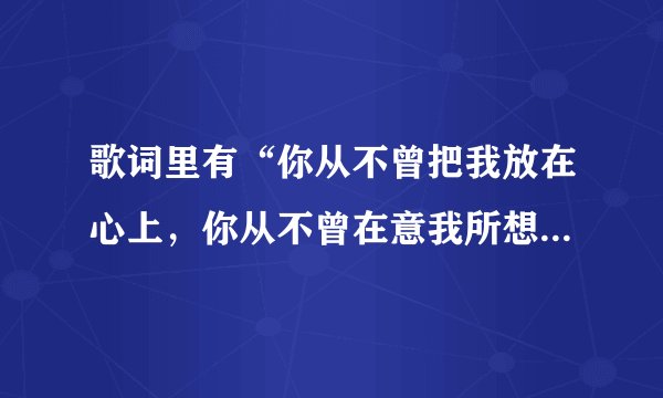 歌词里有“你从不曾把我放在心上，你从不曾在意我所想，”是什么歌
