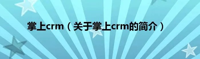掌上crm（关于掌上crm的简介）