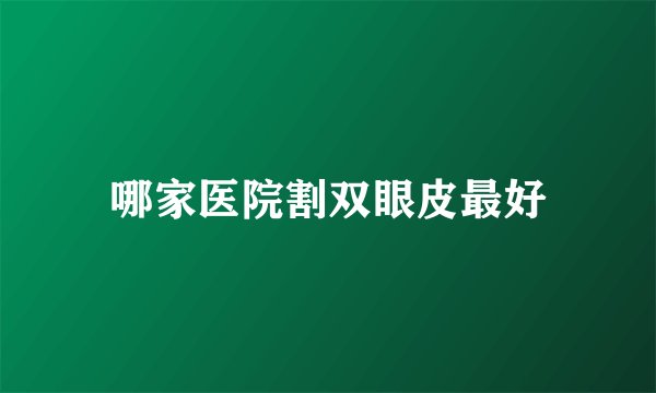 哪家医院割双眼皮最好