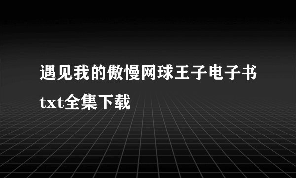 遇见我的傲慢网球王子电子书txt全集下载