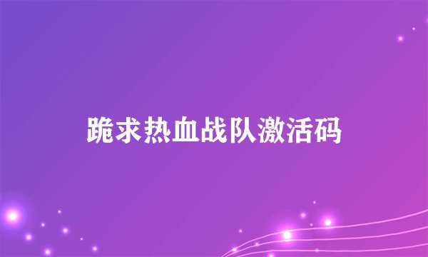 跪求热血战队激活码