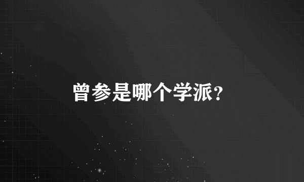 曾参是哪个学派？