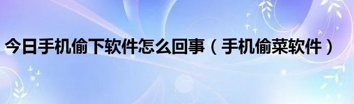 今日手机偷下软件怎么回事（手机偷菜软件）