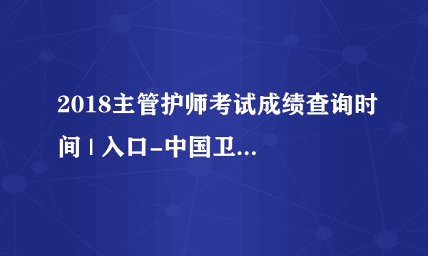 2018主管护师考试成绩查询时间 | 入口-中国卫生人才网