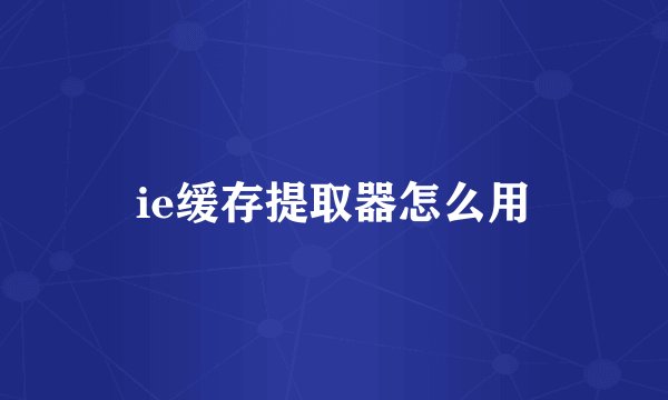 ie缓存提取器怎么用