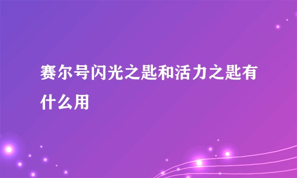 赛尔号闪光之匙和活力之匙有什么用