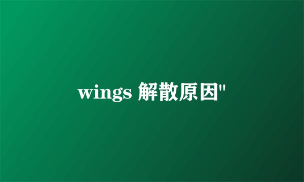wings 解散原因