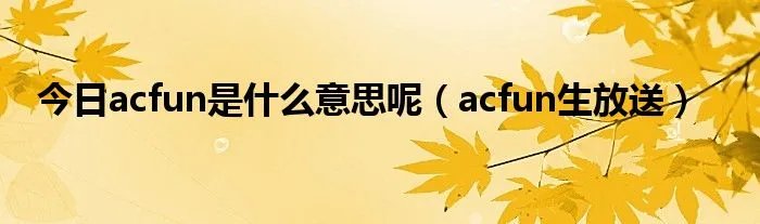 今日acfun是什么意思呢（acfun生放送）