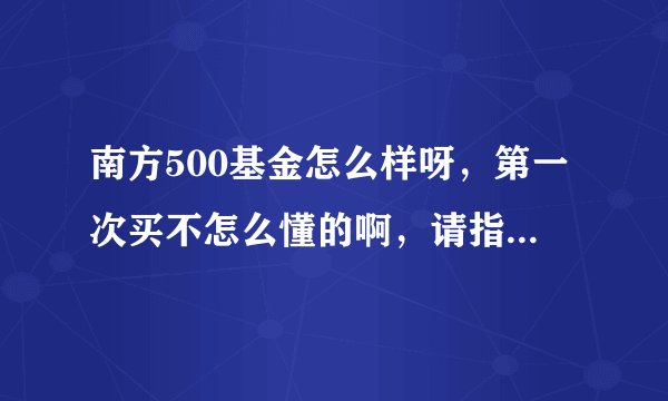 南方500基金怎么样呀，第一次买不怎么懂的啊，请指教！！！