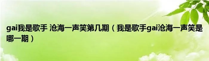 gai我是歌手 沧海一声笑第几期(我是歌手gai沧海一声笑是哪一期)