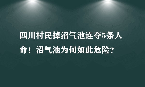 四川村民掉沼气池连夺5条人命！沼气池为何如此危险？