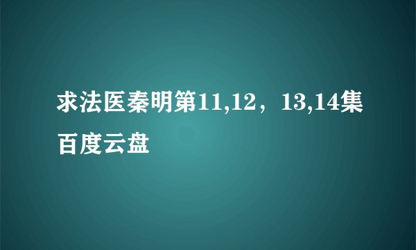 求法医秦明第11,12，13,14集百度云盘