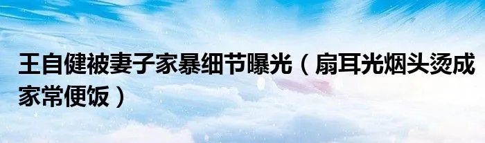 王自健被妻子家暴细节曝光（扇耳光烟头烫成家常便饭）