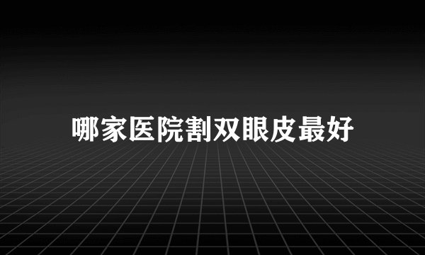 哪家医院割双眼皮最好