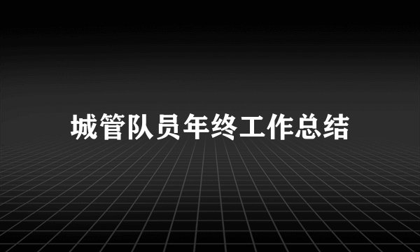 城管队员年终工作总结